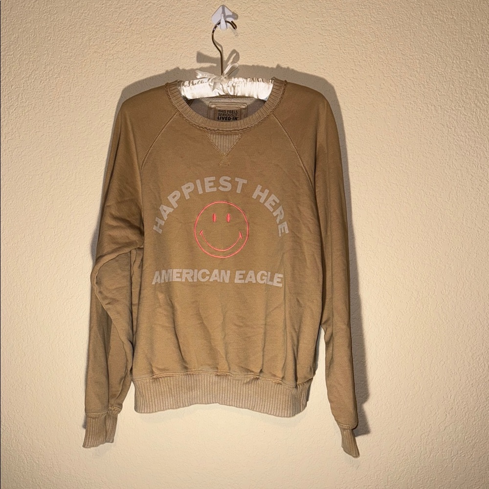 American Eagle Outfitters Beige Crew Neck Sweatshirt